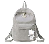 Generisch Zaino da donna a tracolla, casual, alla moda, per studenti, materiale a coste, design alla moda, stile giovanile, per tutti i giorni, grigio., Einheitsgröße, Zaino da viaggio