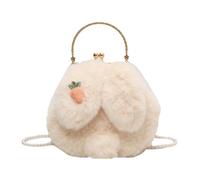 Generisch zaino in peluche con orecchie di coniglio, 20 x 20 x 8 cm | per adolescenti, ragazze, donne, piccola borsa a tracolla leggera per scuola, viaggi, lavoro, libero, beige., Siehe