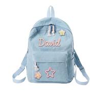 Generisch Zaino personalizzato per ragazze e bambine, in corda di cotone, con lettere dell'alfabeto, Blu, B