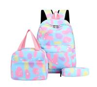 Generisch Zaino scolastico leggero per ragazze, 3 pezzi, per elementare e leggero, 3 pezzi, gradiente di colore, per scuola elementare e media, bel design per gite di un giorno, Celeste