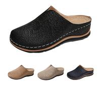 Generisch Zoccoli da donna, comodi, sandali romani, anteriori, chiusi, estivi, comodi, traspiranti, da giardino, in feltro, Nero , 39 EU