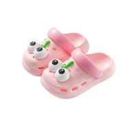 Generisch Zoccoli per bambini con divertenti occhi di mostro 3D, scarpe da giardino leggere e antiscivolo, con cinturino sul tallone, divertenti sandali da bagno per ragazzi e ragazze, Stil_i04 Rosa