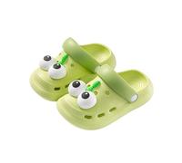 Generisch Zoccoli per bambini con divertenti occhi di mostro 3D, scarpe da giardino leggere e antiscivolo, con cinturino sul tallone, divertenti sandali da bagno per ragazzi e ragazze, Stile_i01 verde