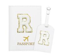 Generisch ZVRSUA Porta Passaporto Bianco ed Etichette per Valigie con Lettere,Custodia Passaporto Italiano da Viaggio per Donne, Accessori Viaggio Regalo per Donna/Adolescenti/Ragazze(R