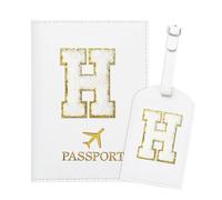 Generisch ZVRSUA Porta Passaporto Bianco ed Etichette per Valigie con Lettere,Custodia Passaporto Italiano da Viaggio per Donne, Accessori Viaggio Regalo per Donna/Adolescenti/Ragazze(H