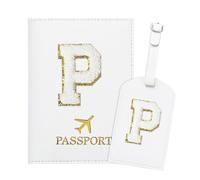 Generisch ZVRSUA Porta Passaporto Bianco ed Etichette per Valigie con Lettere,Custodia Passaporto Italiano da Viaggio per Donne, Accessori Viaggio Regalo per Donna/Adolescenti/Ragazze(P
