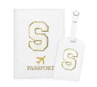 Generisch ZVRSUA Porta Passaporto Bianco ed Etichette per Valigie con Lettere,Custodia Passaporto Italiano da Viaggio per Donne, Accessori Viaggio Regalo per Donna/Adolescenti/Ragazze(S