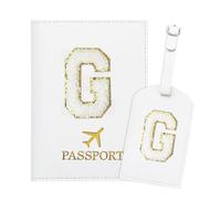 Generisch ZVRSUA Porta Passaporto Bianco ed Etichette per Valigie con Lettere,Custodia Passaporto Italiano da Viaggio per Donne, Accessori Viaggio Regalo per Donna/Adolescenti/Ragazze(G