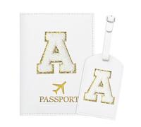 Generisch ZVRSUA Porta Passaporto Bianco ed Etichette per Valigie con Lettere,Custodia Passaporto Italiano da Viaggio per Donne, Accessori Viaggio Regalo per Donna/Adolescenti/Ragazze（A