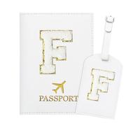 Generisch ZVRSUA Porta Passaporto Bianco ed Etichette per Valigie con Lettere,Custodia Passaporto Italiano da Viaggio per Donne, Accessori Viaggio Regalo per Donna/Adolescenti/Ragazze(F