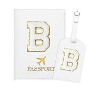 Generisch ZVRSUA Porta Passaporto Bianco ed Etichette per Valigie con Lettere,Custodia Passaporto Italiano da Viaggio per Donne, Accessori Viaggio Regalo per Donna/Adolescenti/Ragazze(B