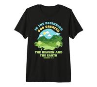 Genesis 1:1 in The Beginning God Created - Kids Faith Verse Maglietta Premium