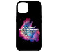 Genesis 1 In The Beginning GOD Created - Galaxy Nebula Faith Custodia per iPhone 13
