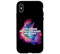 Genesis 1 In The Beginning GOD Created - Galaxy Nebula Faith Custodia per iPhone X/XS