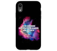 Genesis 1 In The Beginning GOD Created - Galaxy Nebula Faith Custodia per iPhone XR