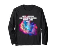 Genesis 1 in The Beginning God Created - Galaxy Nebula Faith Maglia a Manica