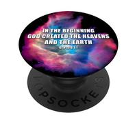 Genesis 1 In The Beginning GOD Created - Galaxy Nebula Faith PopSockets PopGrip Adesivo