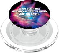 Genesis 1 In The Beginning GOD Created - Galaxy Nebula Faith PopSockets PopGrip per MagSafe