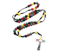 GENGENER Collana con ciondolo a forma di croci con perline colorate, preghiera religiosa, corda intrecciata, rosario per cristiani, accessorio per gioielli, Plastica