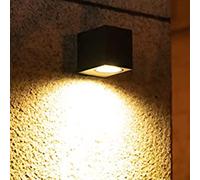 Genghis Khan Lampada da Parete Moderno, 35W GU10 Applique da Parete Interno/Esterno, IP54 Applique in alluminio per soggiorno, camera da letto, corridoio (semicilindrica, nero) (cubo, nero)