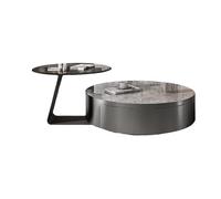 GENHAOSAN Tavolini Camera da Letto Rock Slab Coffee Table, Simple Living Room, Italian-Style Small Apartment, Round Side, Tea Tavolini da caffè per Soggiorno(80x80x32cm)