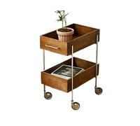 GENHAOSAN Tavolino Da Caffè Carrello portaoggetti for tavolino di seconda mano laterale da pranzo in acciaio inossidabile mobile for divano soggiorno a doppio strato in legno aDa Salotto(A)