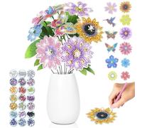 GENHH Diamante Pittura Bouquet di Fiori, Fiore Ragazze Artigianali 8 6 7 9 10 Anni, Kit Artigianali DIY per Bambini Regali Creativi per Bambini di 5 6 7 8 9 10 Anni