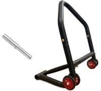 Genial Motor - Cavalletto per moto con braccio singolo, cavalletto posteriore nero con perni inclusi, cavalletto in ferro trattato con ruote in nylon, carico massimo 300 kg. (PIN F)