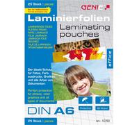 Genie 10783 - Pouches per plastificatrice, 80 Micron di spessore, DIN A6, adatte