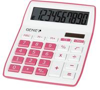 Genie 840 B Calcolatrice a 10 cifre (Dual Power (Solare e Batteria), Design compatto) pink