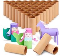 Genie Crafts, Confezione da 48 tubi di carta per bambini, per fai da te e progetti scolastici 48-Pack, 1.6 x 1.6 x 3.95 Inches Marrone