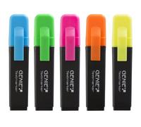 Genie Highlighters with Chisel Tip, Fluorescent Yellow 5er Pack