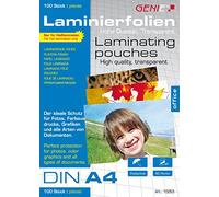 Genie - Pouches per plastificazione, formato DIN A4 (80 Micron, confezione da 100 pezzi)
