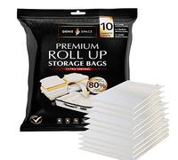 GENIE SPACE Sacchetti Salvaspazio Arrotolabili Premium per Viaggio e Casa - Set Misto 10 (4L, 3M, 3S), Compatta i Vestiti Senza Pompa né Aspirapolvere, Riutilizzabili e Impermeabili