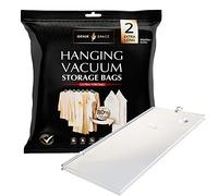 GENIE SPACE Sacchetti Sottovuoto Appendibili Premium per Cappotti, Abiti e Giacche, EXTRA LONG 145×70 cm (2 Pezzi) - Riutilizzabili, Ermetici e Anti-odore per Guardaroba e Armadi