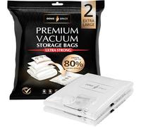 GENIE SPACE Sacchetti Sottovuoto Premium per Vestiti e Biancheria, EXTRA LARGE 100x80 cm (2 Pezzi) - Riutilizzabili, Ermetici e Anti-odore per Armadi, Cassetti e Valigie