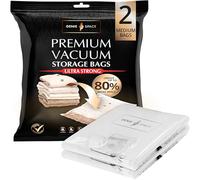 GENIE SPACE Sacchetti Sottovuoto Premium per Vestiti e Biancheria, MEDIUM 70×50 cm (2 Pezzi) - Riutilizzabili, Ermetici e Anti-odore per Armadi, Cassetti e Valigie