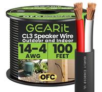 Genie's Poems 14/4 Speaker Wire (100 Feet) 14AWG Gauge, Black 4-Conductors/Outdoor Direct Burial in Ground/in Wall / CL3 CL2 Rated - OFC Oxygen-Free Copper, Black 100ft
