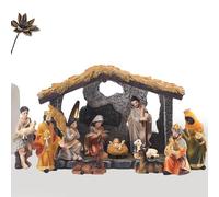 Genikeer Statue Natività - Set Di 12 Pezzi Per Presepe Di Natale, Statuine Presepe Natività Presepe, Set Presepe Completo, Presepe Natalizio Completo Capanna Per Decorazioni Natalizie