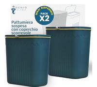 GENIO IN CASA 2pz Pattumiera Sottolavello da Appendere 12L con Coperchio Scorrevole - Cestino Umido per Spazzatura Differenziata - Accessori Salvaspazio per Cucina e Bagno (2x Verde)