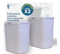 GENIO IN CASA 2pz Pattumiera Sottolavello da Appendere 12L con Coperchio Scorrevole - Cestino Umido per Spazzatura Differenziata - Accessori Salvaspazio per Cucina e Bagno (2x Grigio)