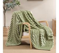 Geniospin Coperta per divano, letto, divano, coperta super morbida e leggera con strisce, 127 x 152 cm, verde salvia accogliente, calda e traspirante