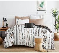 Geniospin Set copripiumino queen size, 8 pezzi, reversibile per tutte le stagioni, letto reversibile in una borsa, con imbottitura in morbida microfibra, leggero, caldo e traspirante (marrone, 228,6 x