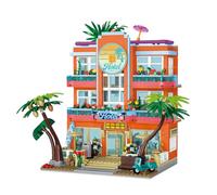 Geniteen Set di Mattoncini per Casa sulla Spiaggia, 1612 Pezzi Hotel Resort di Miami con Kit di Architettura Motociclistica Vista Stradale Creativa MOC Casa in Città Giocattolo DIY per Adulti