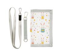 Genitori Coniglio Famiglia trifold portafogli per uomo clip di denaro per le donne portafogli semplici con fermasoldi con cordino, Famiglia di conigli dei genitori, 1 size
