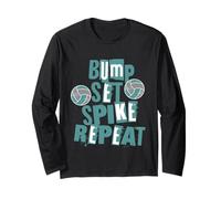 Genitori Ragazze Pallavolo Bump Set Spike Repeat Teal & Gray Maglia a Manica
