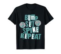 Genitori Ragazze Pallavolo Bump Set Spike Repeat Teal & Gray Maglietta
