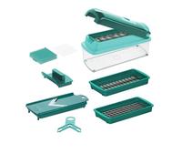 Genius Affetta verdure Nicer Dicer Smart Affetta verdure manuale, 9 pezzi, mandolina da cucina, affetta cipolle, affetta a cubo a onda, tagliaverdure multiuso, per frutta e verdura, utensile da cucina