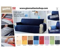 Genius - Copridivano Natural 3/2 posti e poltrona Double Face Braccioli separati