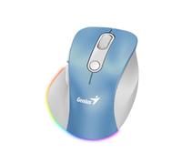 Mouse senza fili, Genius Ergo 9000S Pro 31030039401, bianco-blu, ottica, 2400DPI